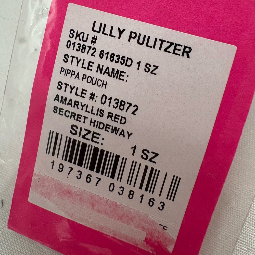 Lilly Pulitzer Pippa Cosmetic Pouch Amaryllis Red Secret Hideway #013872 NEW - Picture 6 of 8